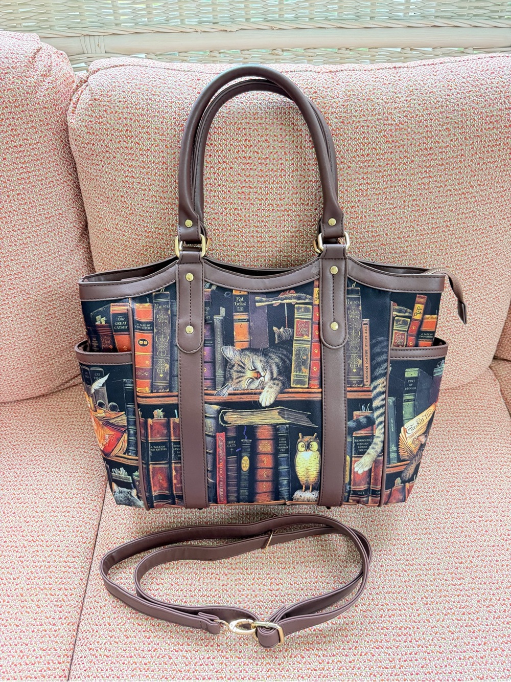 Bradford Exchange Charles Wysocki Classic Tails Cat Library Tote Bag